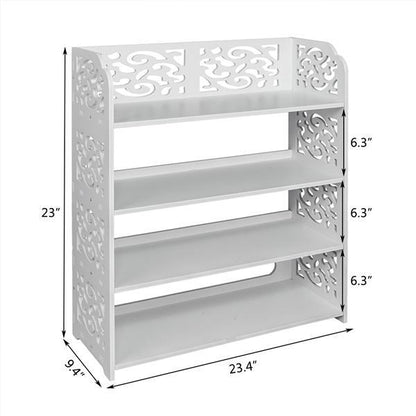 Wood Plastic Panel-4 Layer Carved Shoe Rack