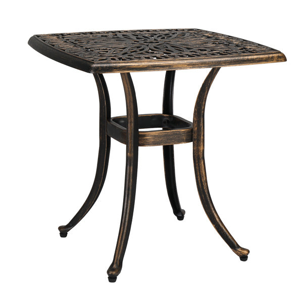 21.3-inch Square Courtyard Cast Aluminum Table In Antique Bronze Color