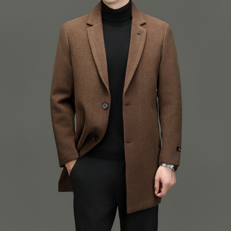 Autumn And Winter Woolen Coat Men's Slim-fit Mid-length Casual Wool