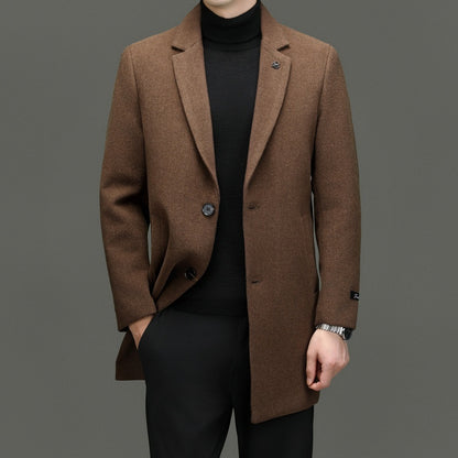 Autumn And Winter Woolen Coat Men's Slim-fit Mid-length Casual Wool