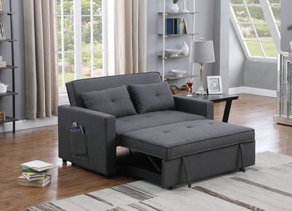 56 Inch Dark Grey Linen Convertible Sleeper Double Sofa