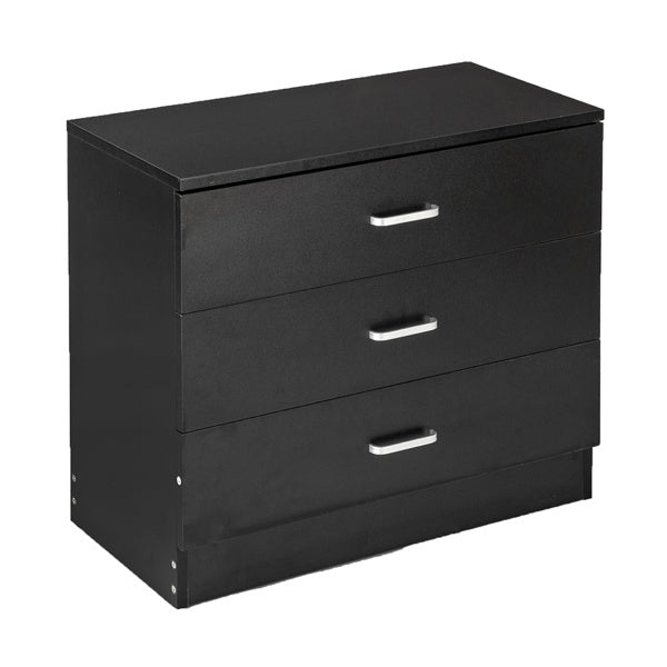 3 Drawers Bedside Table Black