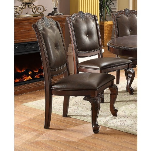 Beautiful Hand-carved Formal Traditional Dining Chair With Faux Leather Upholstery