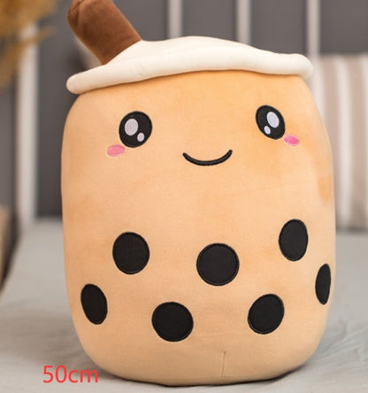 Cute Fruit Drink Plush Stuffed Soft Strawberry Milk Tea Plush Boba Tea Cup Toy Bubble Tea Pillow Cushion Kids Gift