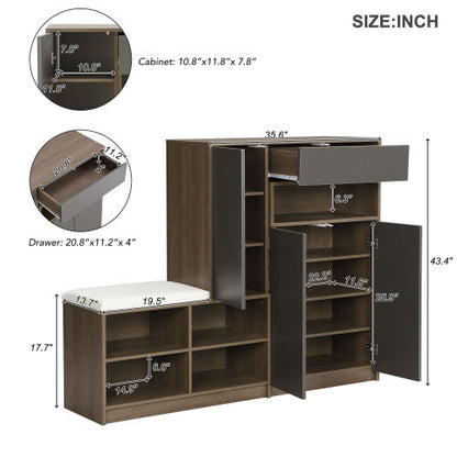 2-in-1 Shoe Storage Bench And Shoe Cabinet