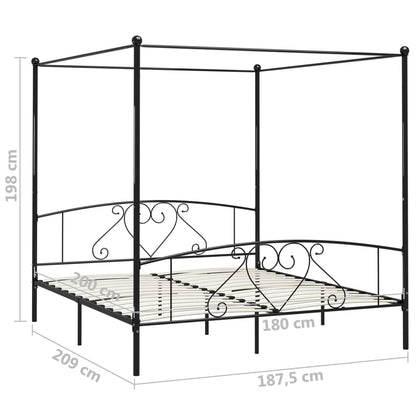 vidaXL Bed Frame without Mattress with Canopy Black 180x200 cm Super King Metal