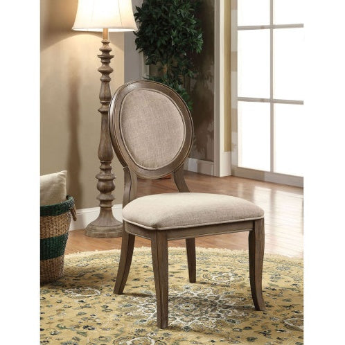 Transitional Antique White And Gray Side Chairs Set Of 2 Chairs Dining Room Furniture Padded Fabric Seat