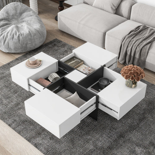 Unique Design Coffee Table With 4 Hidden Storage Compartments