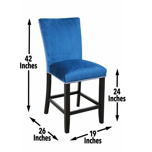 Camila - Velvet Counter Chair Blue