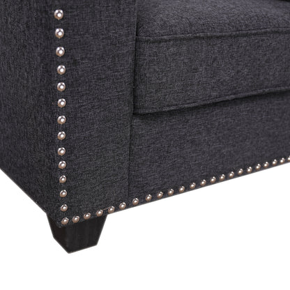 Black Linen Living Room Chair