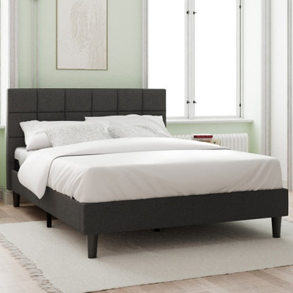 Upholstered Platform Bed Square Stitch - King