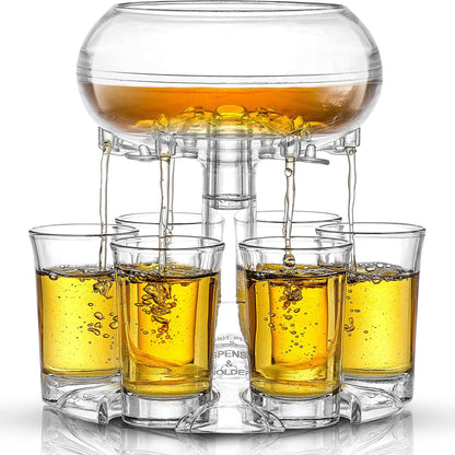 6-Shot Glass Dispenser Holder Wine Whisky Beer Dispenser Rack Bar Accessory Drinking Party Games Glass Dispenser