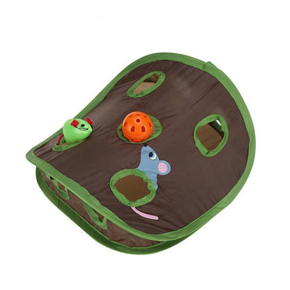 Cute Pet Cat Interactive Hide Seek Game 9 Holes Tunnel Mouse Hunt Intelligence Toy Pet Hidden Hole Kitten Foldable Toys