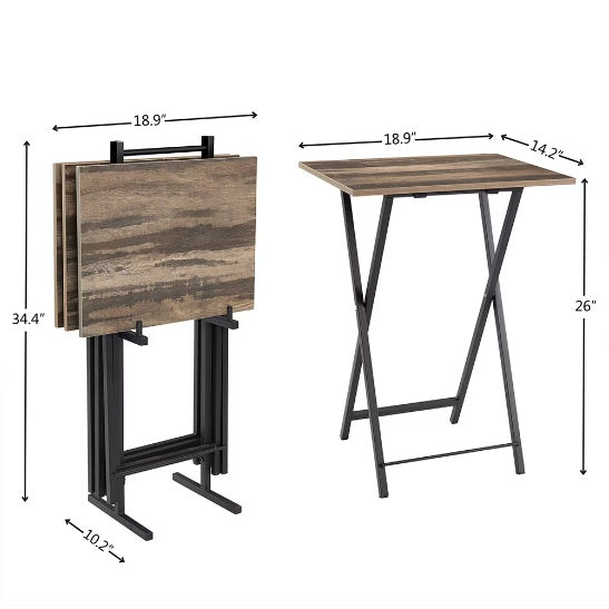 5 Piece Folding TV Tray Table Set,Foldable Sofa Side Table,End Table,Snack Table,Space Saving