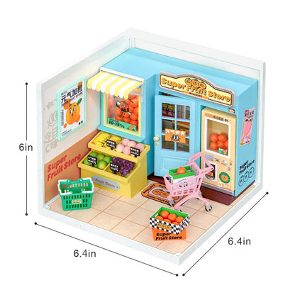 Robotime Rolife Super Creator Daily Plastic DIY Miniature House Cafe Energy Supply Store Building Block Sets English Version