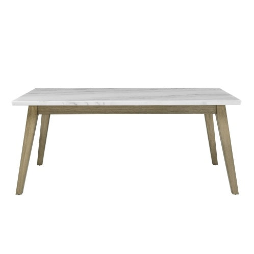 Vida - White Marble Top Dining Table - Brown White