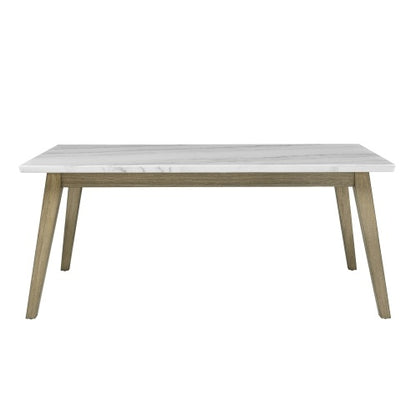 Vida - White Marble Top Dining Table - Brown White