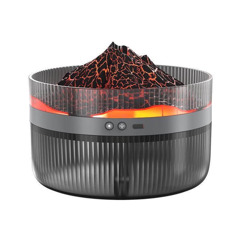 2 Color LED Mood Simulation Volcano Flame Light Humidifier -2L Large Capacity, Aromatherapy Diffuser With Timer, Auto Shutoff, Ultra Quiet Operation, Suitable For Bedroom, Office, Living Room Portable