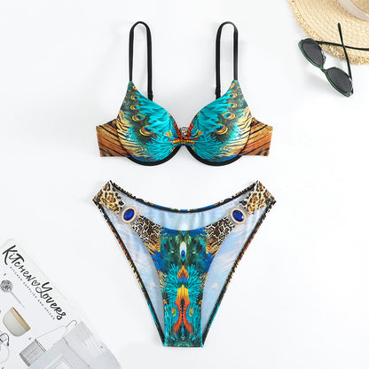 Printed Underwire Bikini Swimsuit