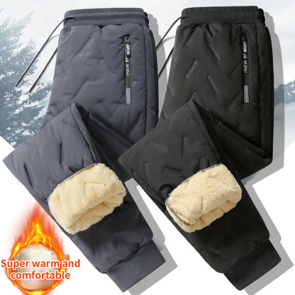 Winter Sweatwear Men Plush Thick Fleece Sweatpant Lambswool Thermal Trousers Casual Pants Waterproof Windproof Warm Cotton Pants