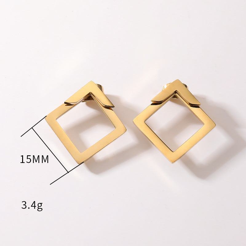 Women's Simple European And American Style Square Geometric Earrings For Women Trendy Simple Metal Ear Jewelry Accessories