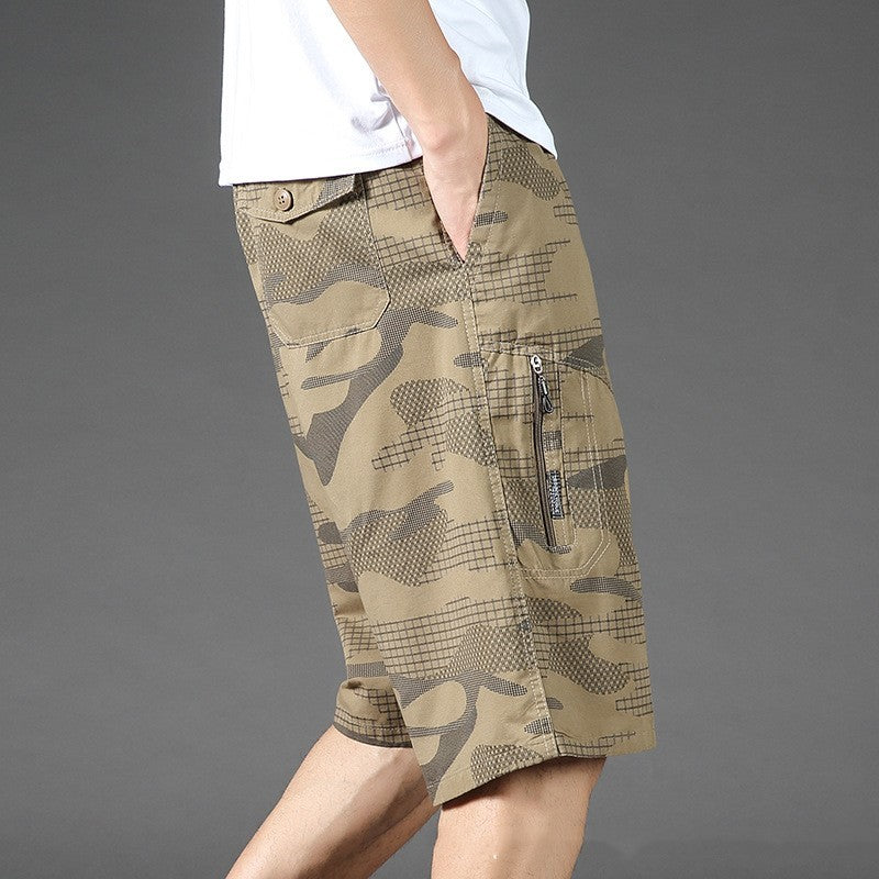 Summer Thin Loose Cotton Camouflage Shorts