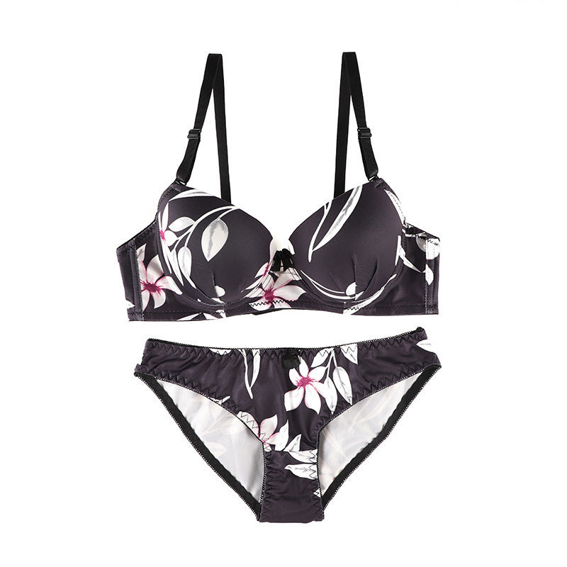 Printed Underwear Adjustable Push Up Bra Set