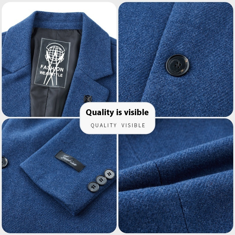 Autumn And Winter Woolen Coat Men's Slim-fit Mid-length Casual Wool