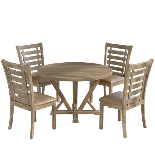 Round Dining Table 45.7 Inches Solid Wood