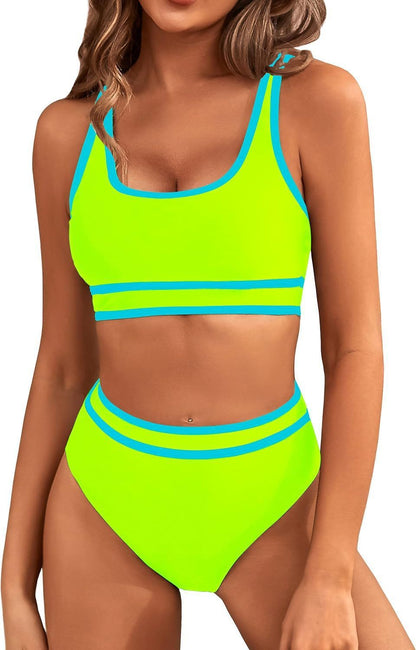 Bikini Tight-fitting Solid Color Swimsuit For Women