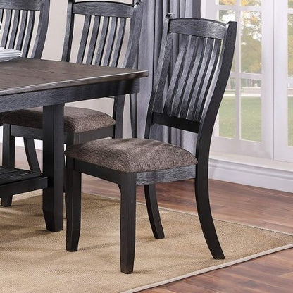 Dark Coffee Classic Wood Kitchen Dining Room Set Of 2 Side Chairs Fabric Upholstered Seat Unique Design Back