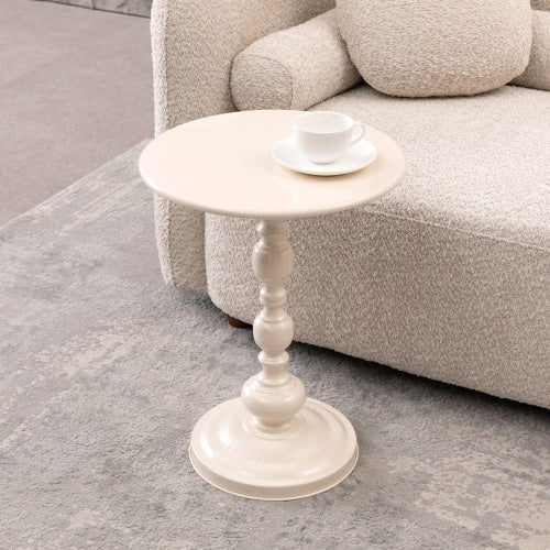 Vintage Metal Coffee Table End Table, Round Side Table For Sofa Bedside Nightstand, Accent Table Decorative Small Space Living Room Bedroom