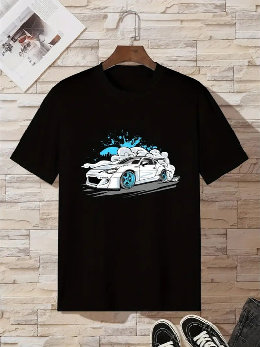 Youth White Sports Car Casual T-shirt