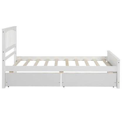 Twin Size Platform Bed With Two Drawers, White