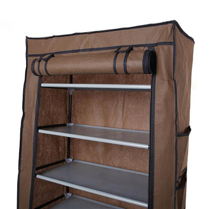 10 Layers Of 9-grid Non-woven Fabric Shoe Cabinet In Coffee Color