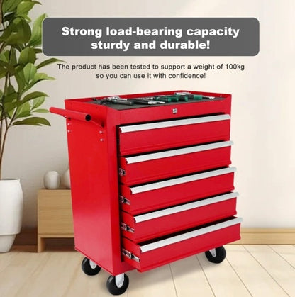 5-Drawer Metal Rolling Tool Chest With Wheels,Tool Storage Cabinet With Locking System