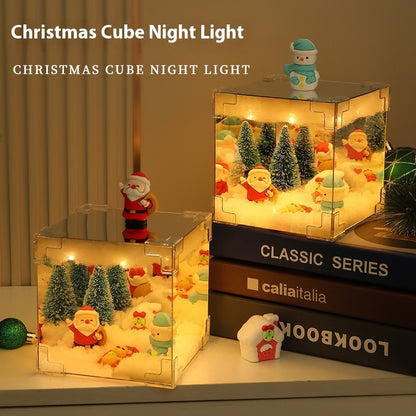 Christmas DIY Decorations Mirror And LED Cube Lamp 3D Santa Claus Snowman Tree Christmas Lights DIY Material Kit For Xmas Decor