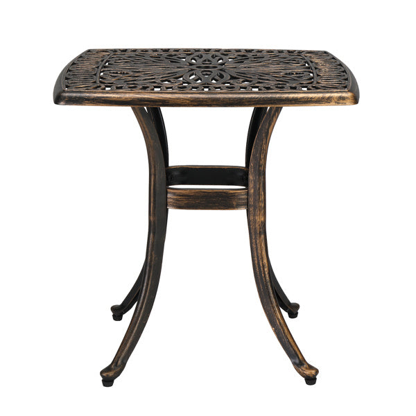 21.3-inch Square Courtyard Cast Aluminum Table In Antique Bronze Color