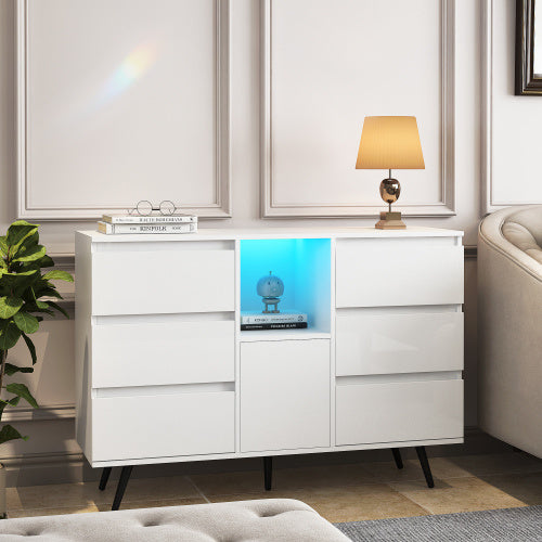 Storage Cabinet With White High Gloss LED Light