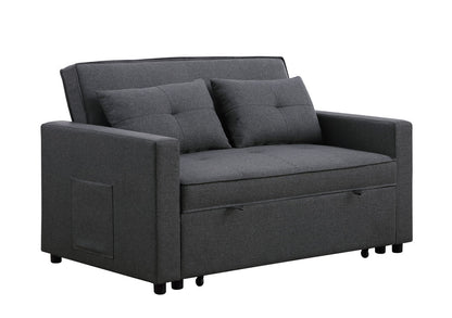 56 Inch Dark Grey Linen Convertible Sleeper Double Sofa