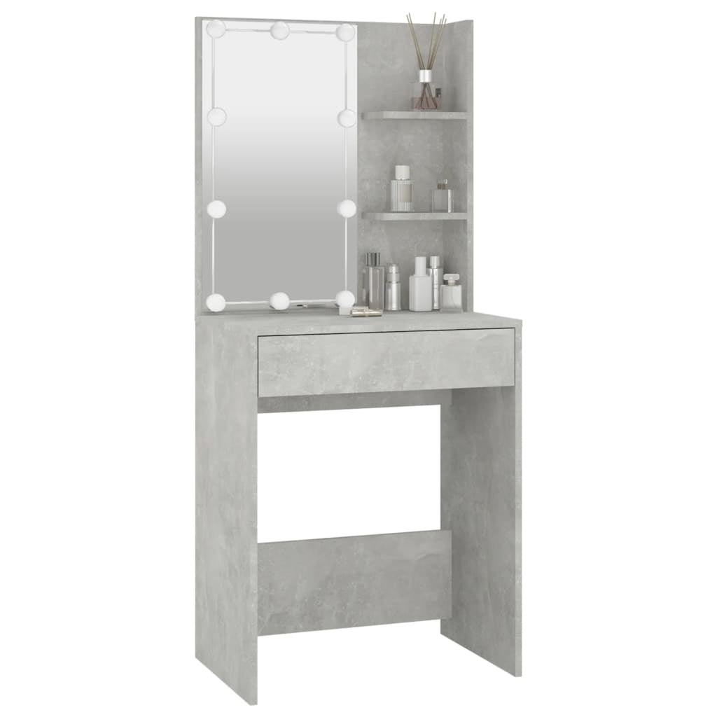 vidaXL Dressing Table with LED Concrete Grey 60x40x140 cm