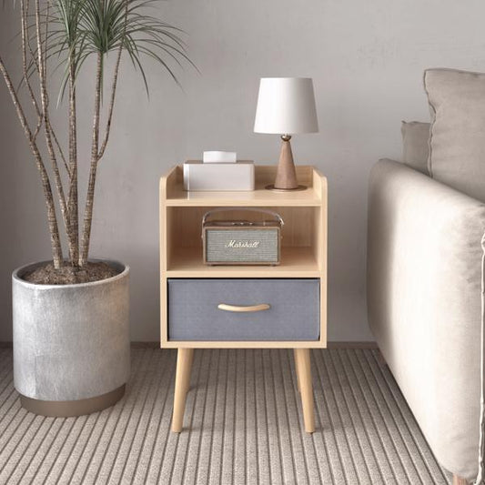 Bedside Table With Foldable Fabric Drawers