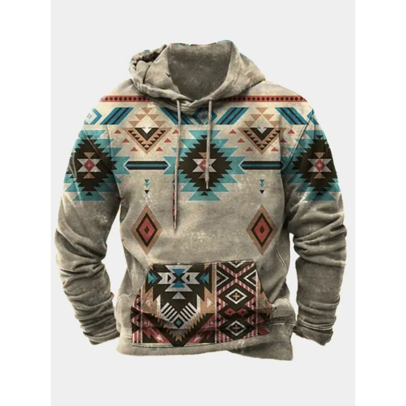 Retro Sweater 3D Printing Plus Size Loose Leisure Pullover Hoodie