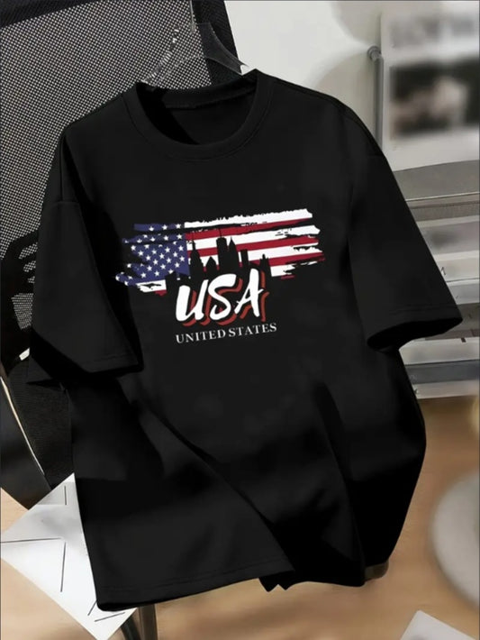 Casual T-Shirt For Boys Featuring The USA Flag