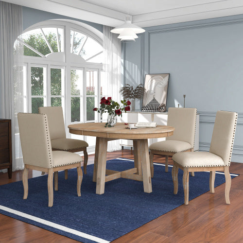 5-piece Farmhouse Wooden Dining Table Set