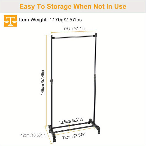 Adjustable Height Rolling Metal Hanger Chrome Alloy 30 Pounds Not Available On Weekends, Prohibited From Amazon