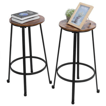 2PCS Vintage Bar Stools Pub Height Chairs Backless Barstools for Kitchen Furniture