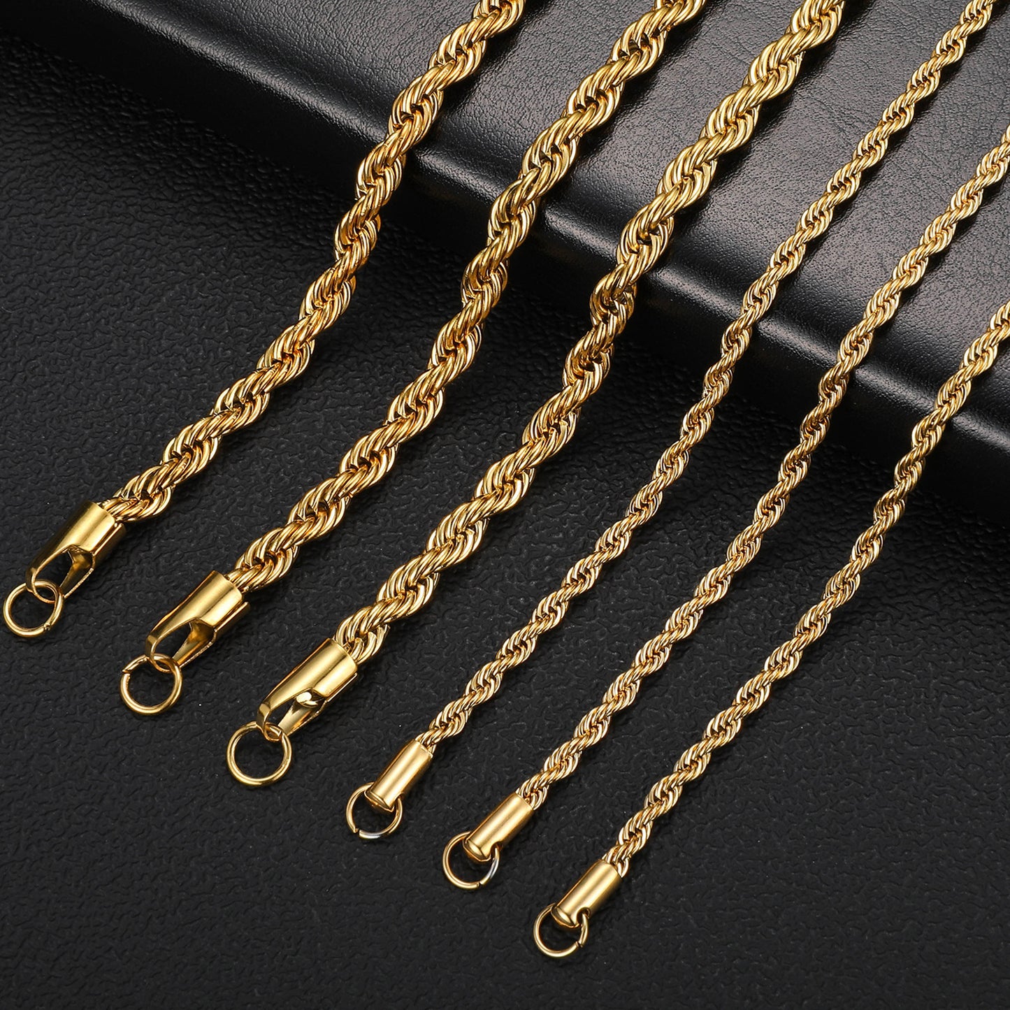 Stainless Steel Hemp Flowers Chain Vacuum Plating Gold Hip-hop Ornament Necklace