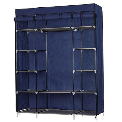 5-layer 12 Grid Canvas Free Wardrobe With Hidden Blue