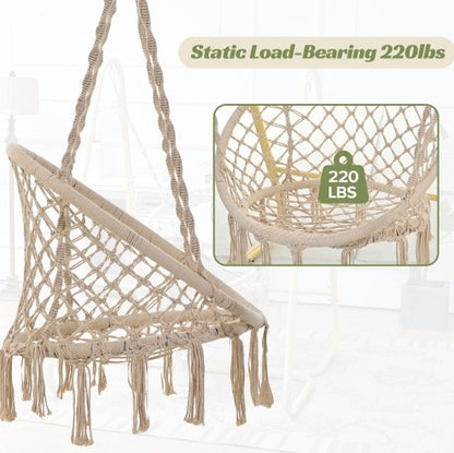 Swing Chair Handmade Macrame Swing Hammock Chair With Stand